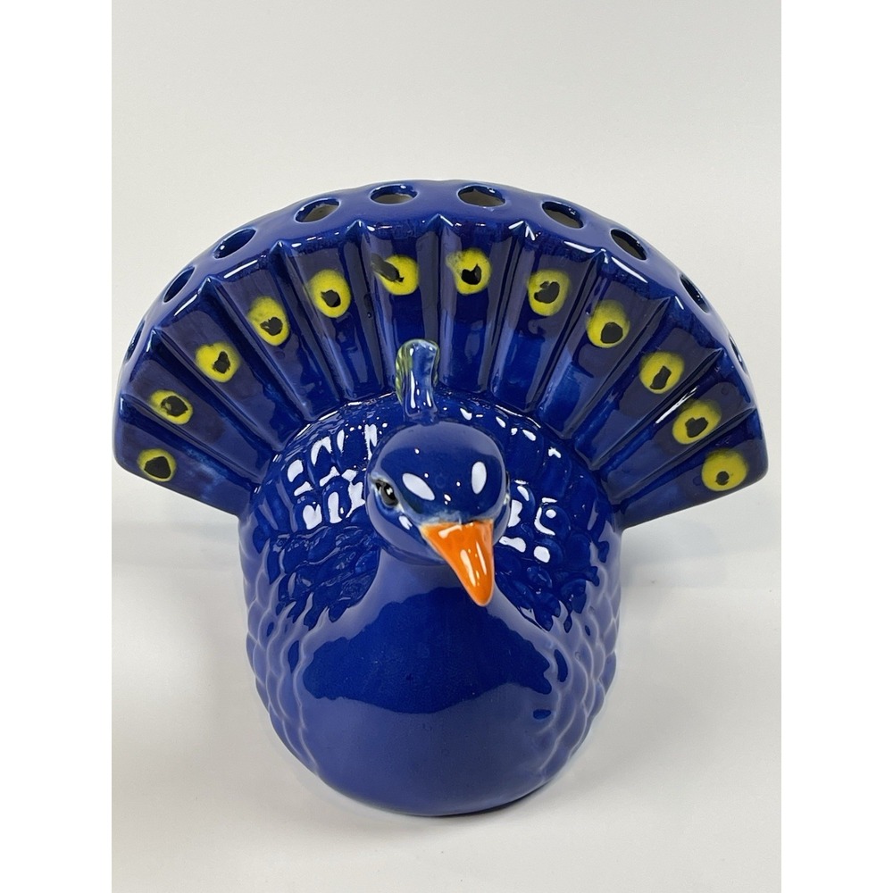 Ceramic Pottery Blue Peacock Pencil Holder ~Color Me‎ Mine~